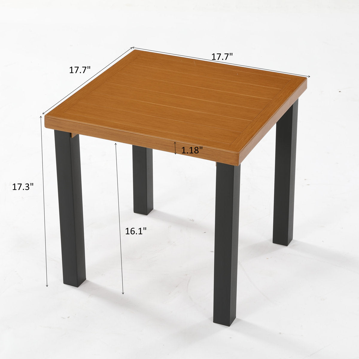 Square Outdoor Side Table, Weather Resistant Patio End Table with Metal Legs