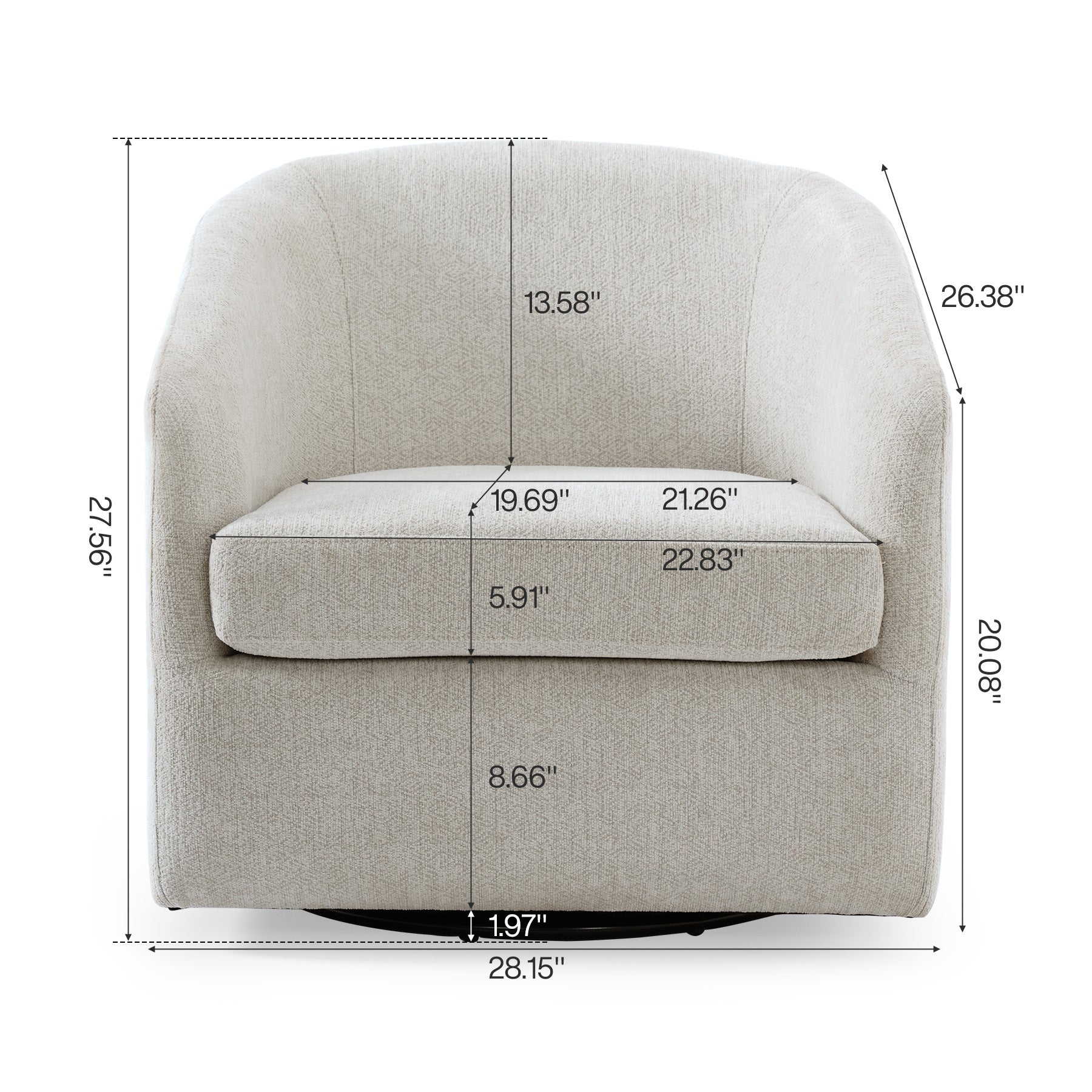 Swivel Accent Chairs, Modern Sofa Seating Chenille Barrel Chairs