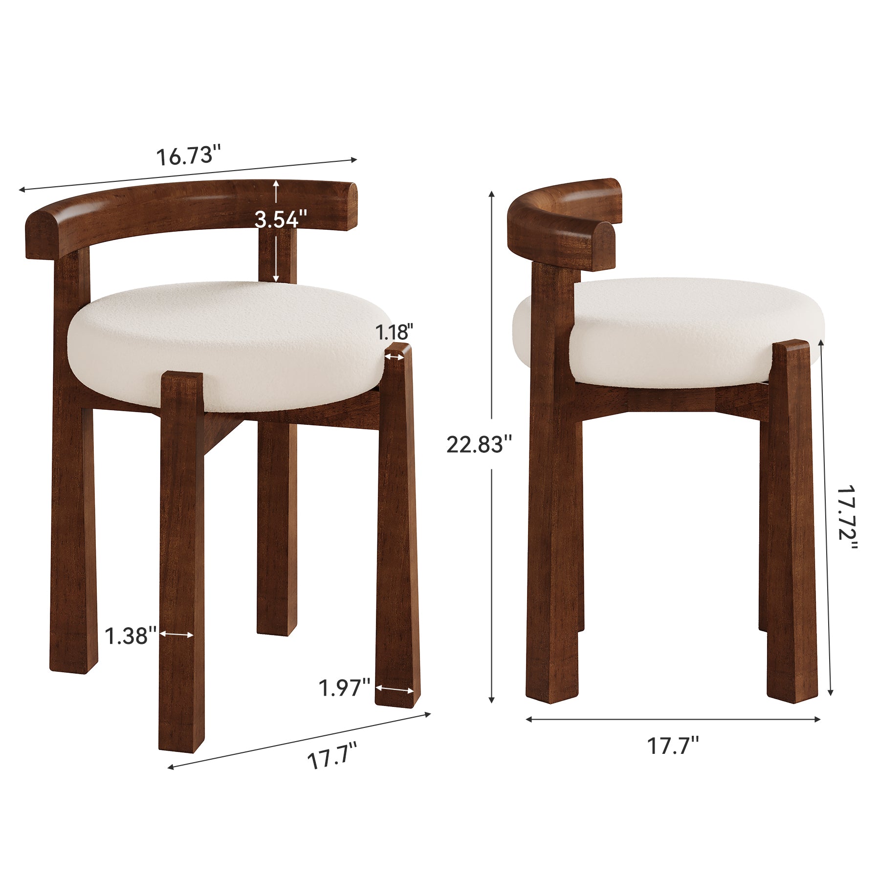 Upholstered Vanity Stool, Makeup Chair with Faux Wool Cushion and Solid Wood Frame (Only Stool)