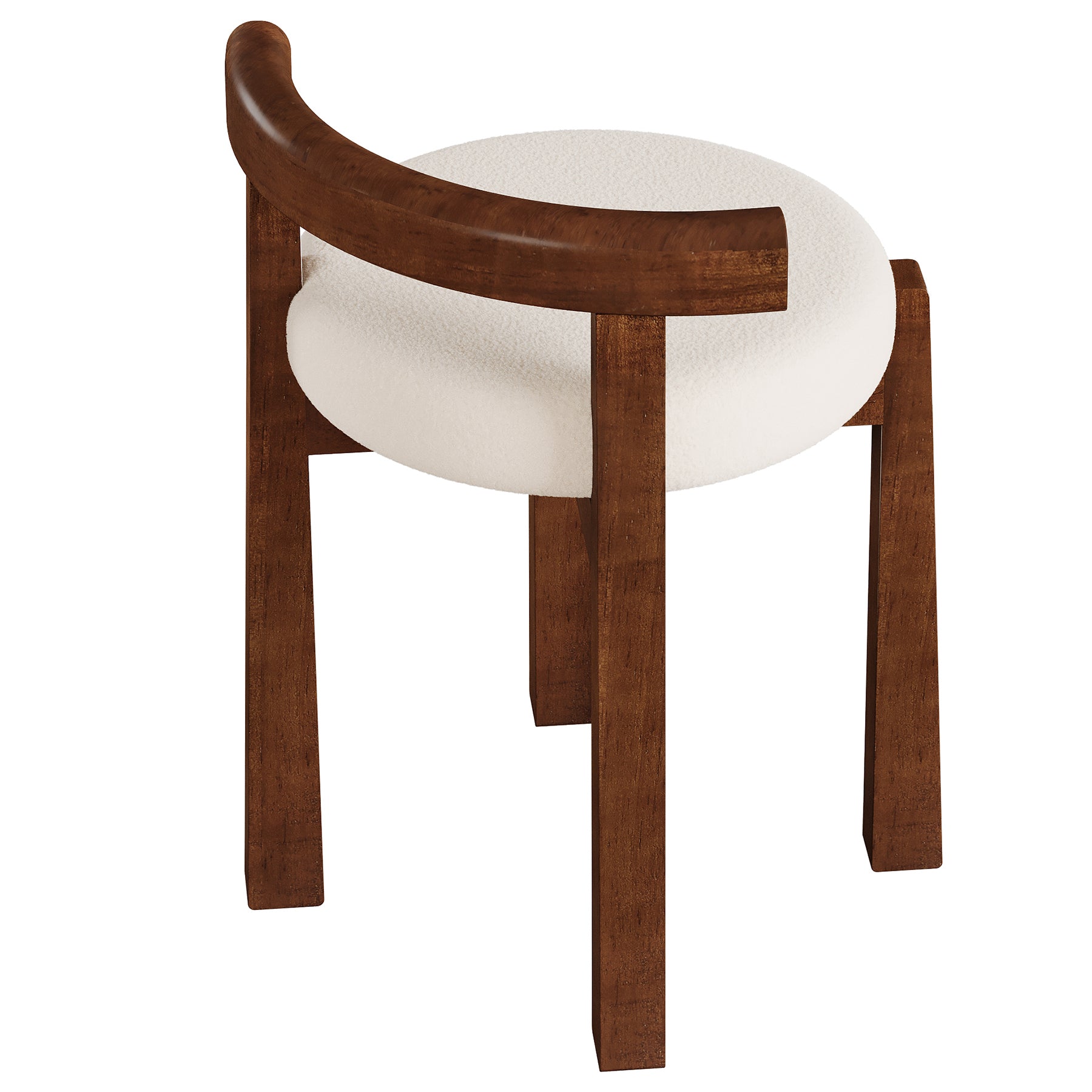 Upholstered Vanity Stool, Makeup Chair with Faux Wool Cushion and Solid Wood Frame (Only Stool)