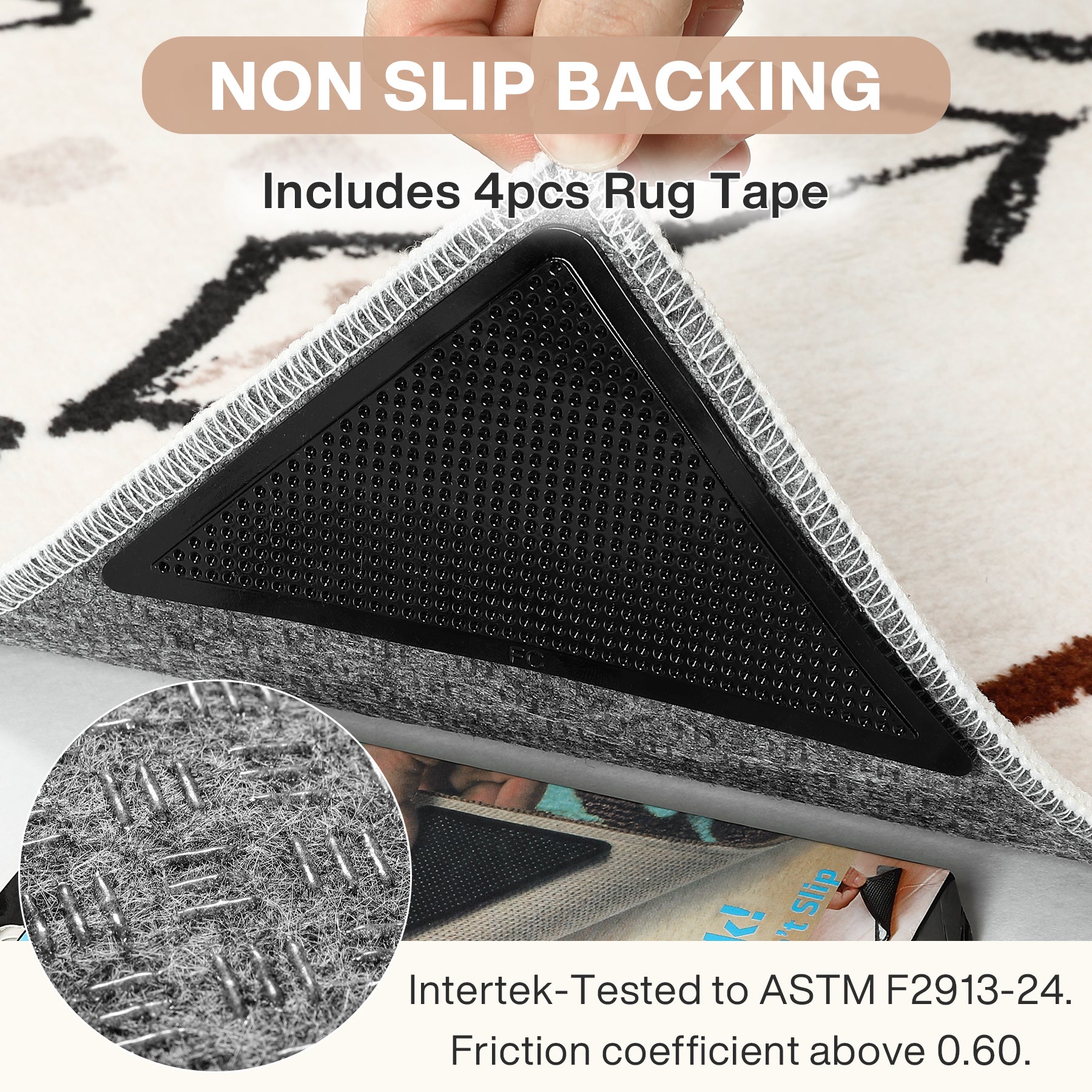 3x5/5x7 Vintage Boho Moroccan Area Rug, Non-Slip Geometric Neutral Soft Low Pile Throw Carpet, Oeko-Tex Certified