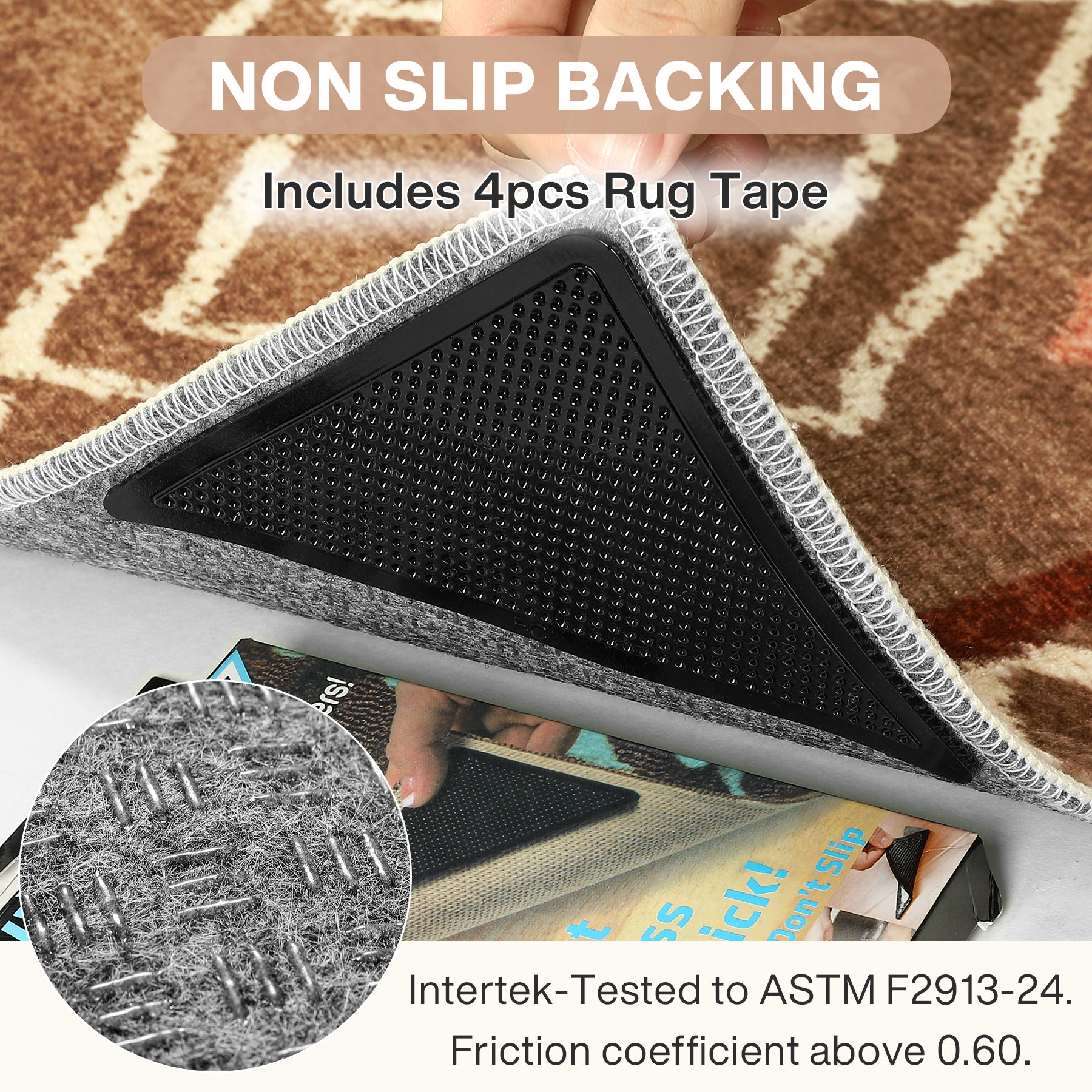 3x5/5x7 Vintage Boho Moroccan Area Rug, Non-Slip Geometric Neutral Soft Low Pile Throw Carpet, Oeko-Tex Certified