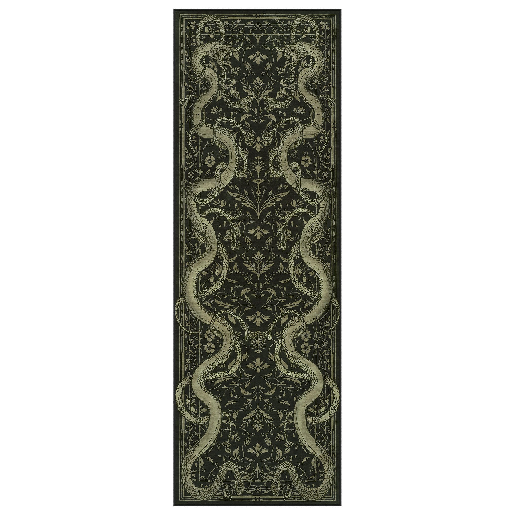 2x6/3x5/8x10 Vintage Snake Floral Area Rug, Non-Slip Gothic Runners for Home, Washable Low Pile Soft Indoor Carpet