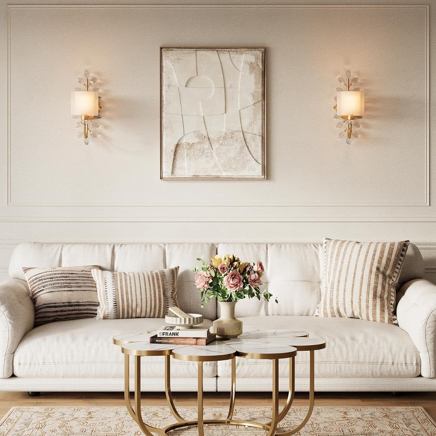 Wall Light Fixtures, Decorative Wall Sconce with Crystal Leaves Shape for Living Room(E12 Base)