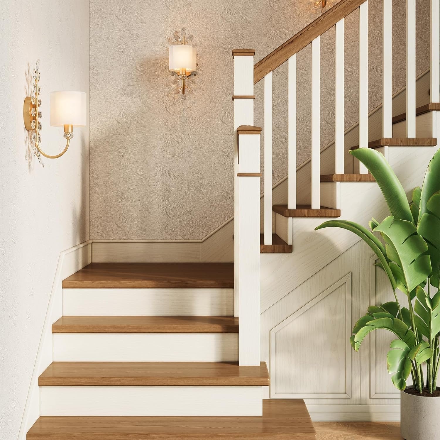 Wall Light Fixtures, Decorative Wall Sconce with Crystal Leaves Shape for Living Room(E12 Base)