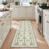 2'x6'/5'x7' Washable Floral Striped Area Rug & Runner, Non Slip Low Pile Farmhouse Carpet for Indoor 3