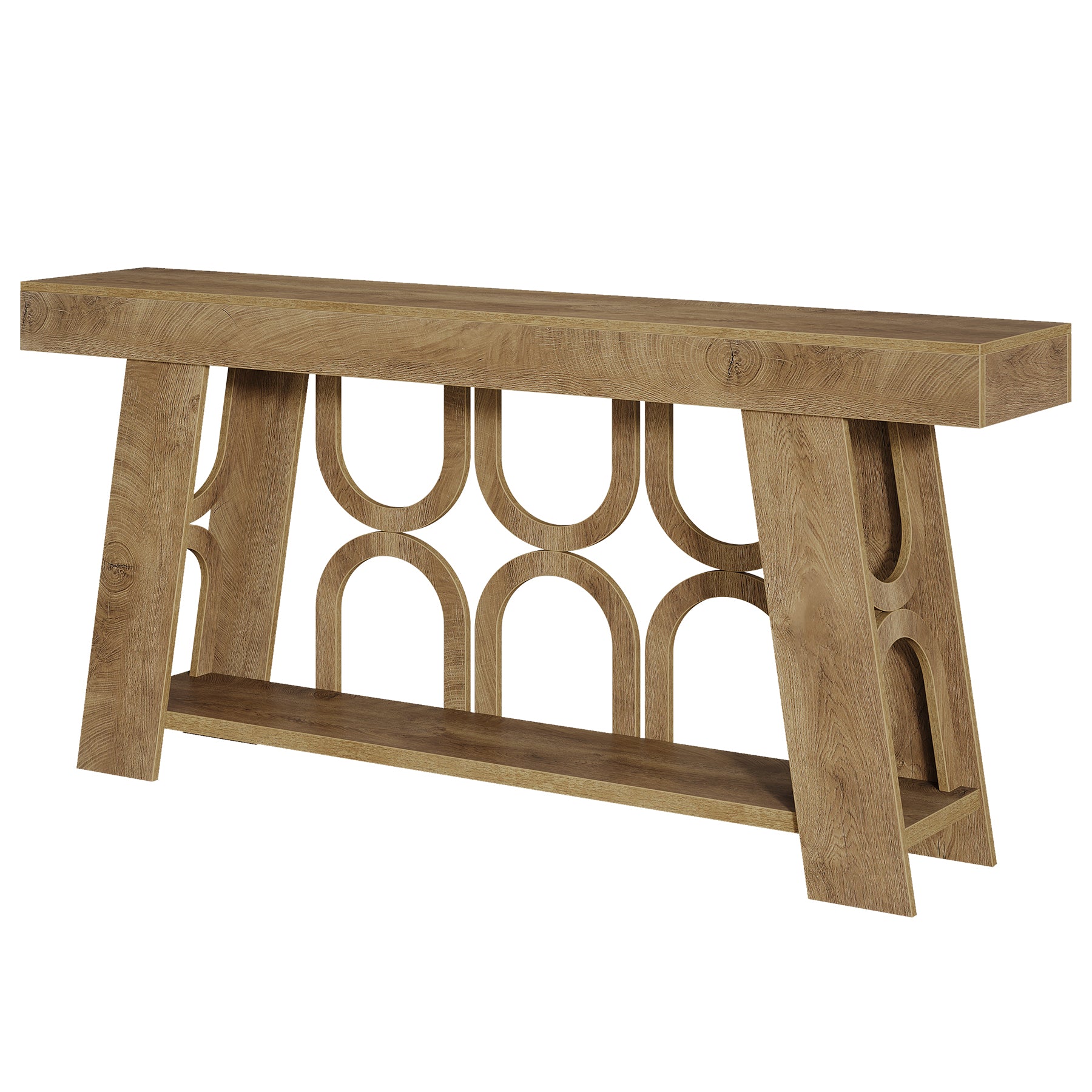 63" Console Table with Arched Legs, 2-Tier Farmhouse Entryway Table