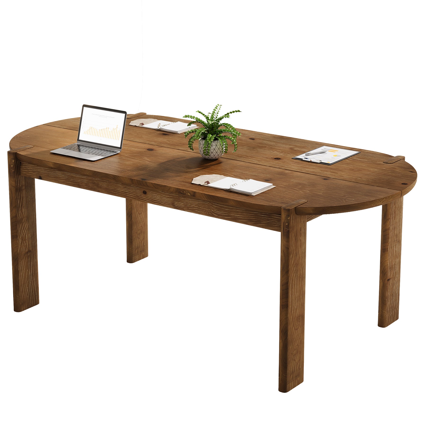 63" Oval Wood Conference Table for 4–8, 5ft Rustic Office Meeting Table