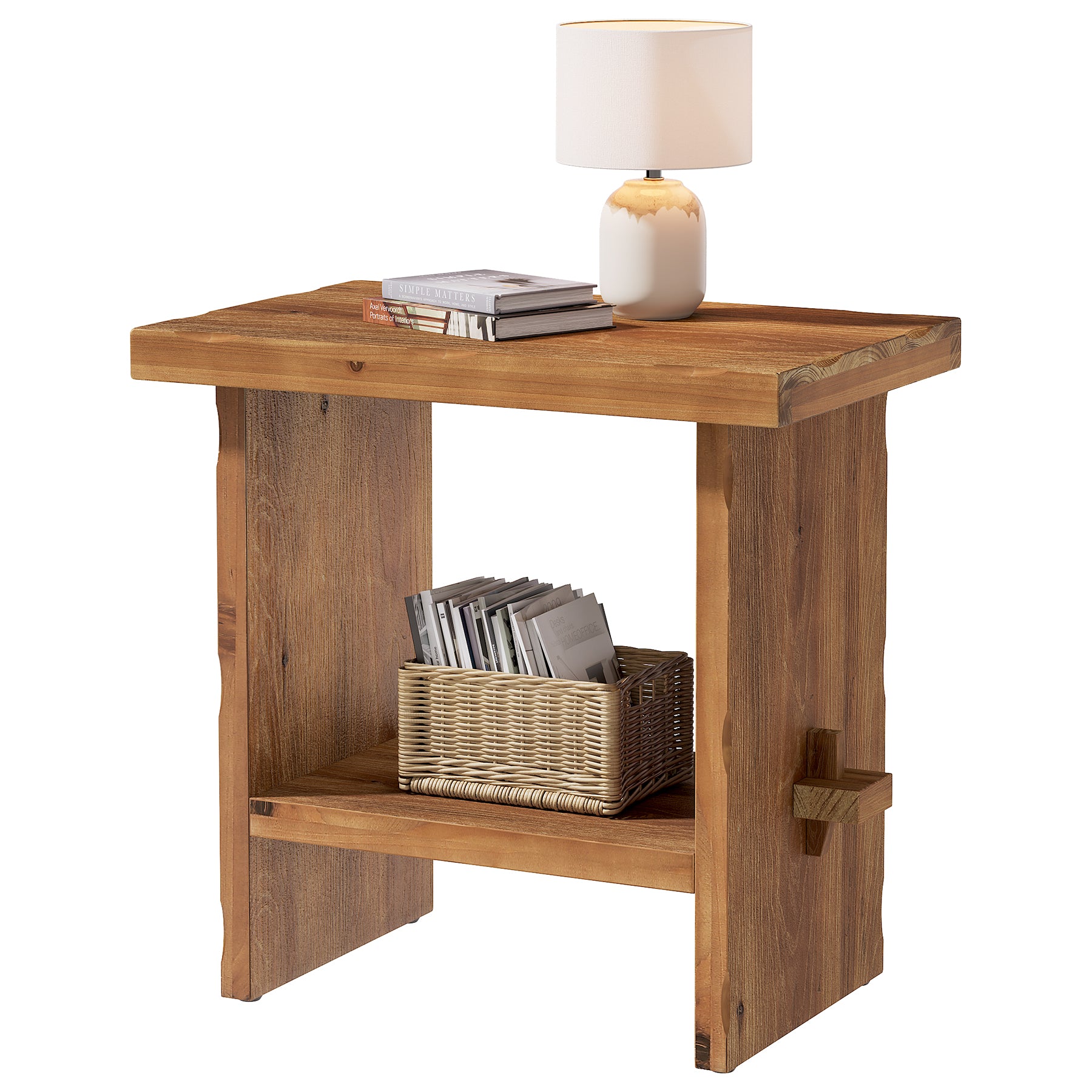 Tribesigns 23.62-Inch Solid Wood Side Table, Wooden End Table with Solid Base