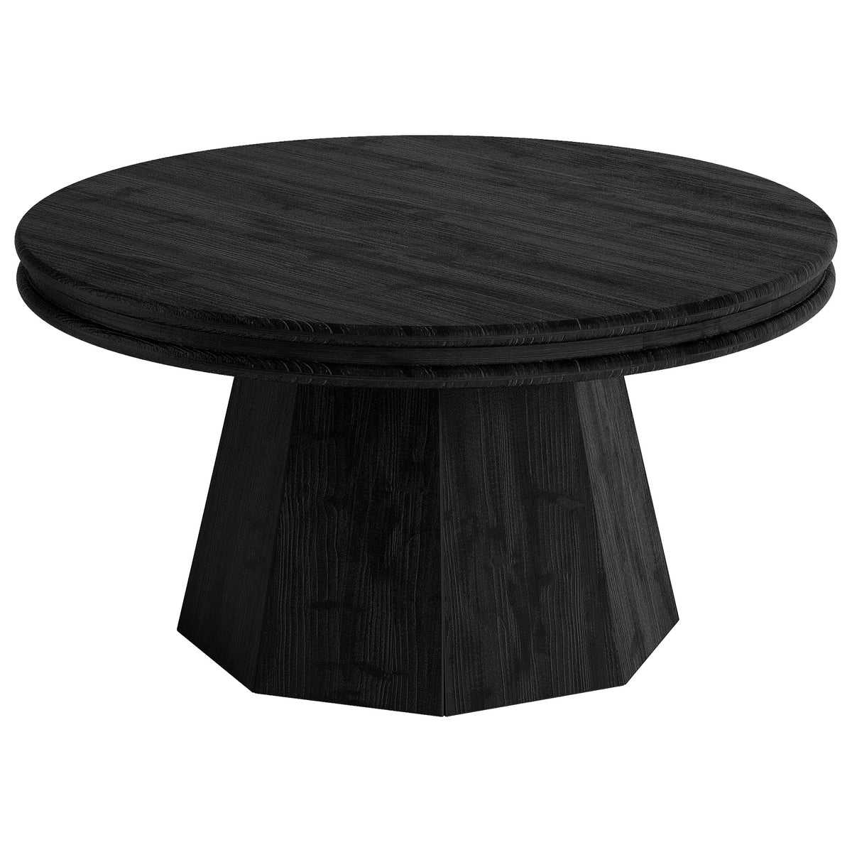 31.5" Solid Wood Round Coffee Table, Farmhouse Center Table With Tapered Pedestal