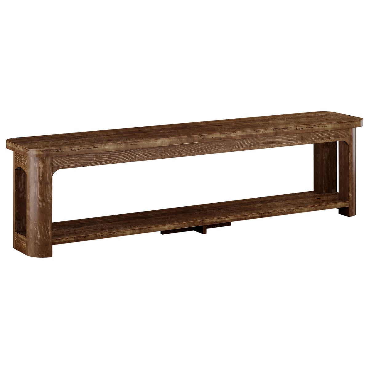 71 Inch Solid Wood TV Stand with Open Storage Shelf, Farmhouse Media Console for Living Room