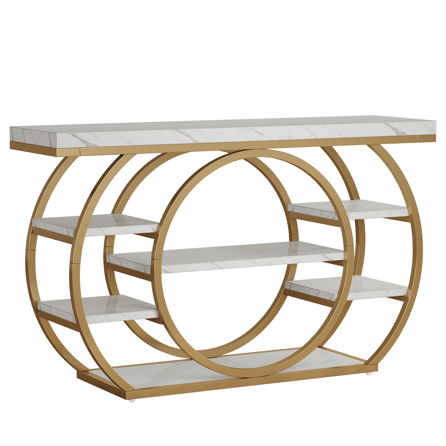 47.24" Console Table, 5-Tier Industrial Sofa Table with Metal Frame