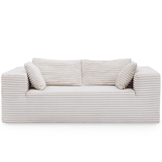 Modular Loveseat, Compression Twin-Size Corduroy Sofa with 2 Pillows