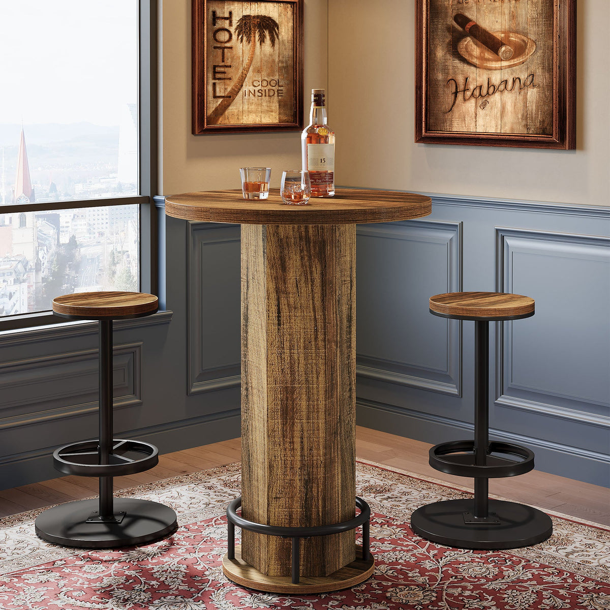 Tribesigns Bistro Sets, Pub Cocktail Table Bar Table with Chairs 