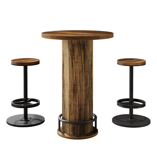 Bistro Sets with 2 Barstools, Pub Cocktail Table Bar Table with Chairs Tribesigns