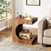 C - Shaped End Table, 2 - Tier Wood Side Table Sofa Table Tribesigns