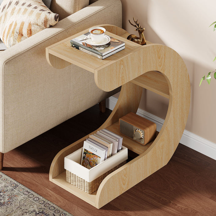 C - Shaped End Table, 4 - Tier Side Tables with Storage Shelves Tribesigns