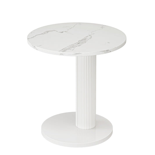 C-Shaped End Table, Faux Marble Elegant Side Table Nightstands Tribesigns