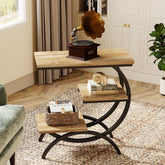 C - Shaped End Table, Industrial 3 - Tier Side Table for Small Space Tribesigns 3
