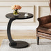 C - Shaped End Table, Round Solid Wood Side Table for Living Room Tribesigns