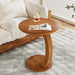 C - Shaped End Table, Round Solid Wood Side Table for Living Room Tribesigns