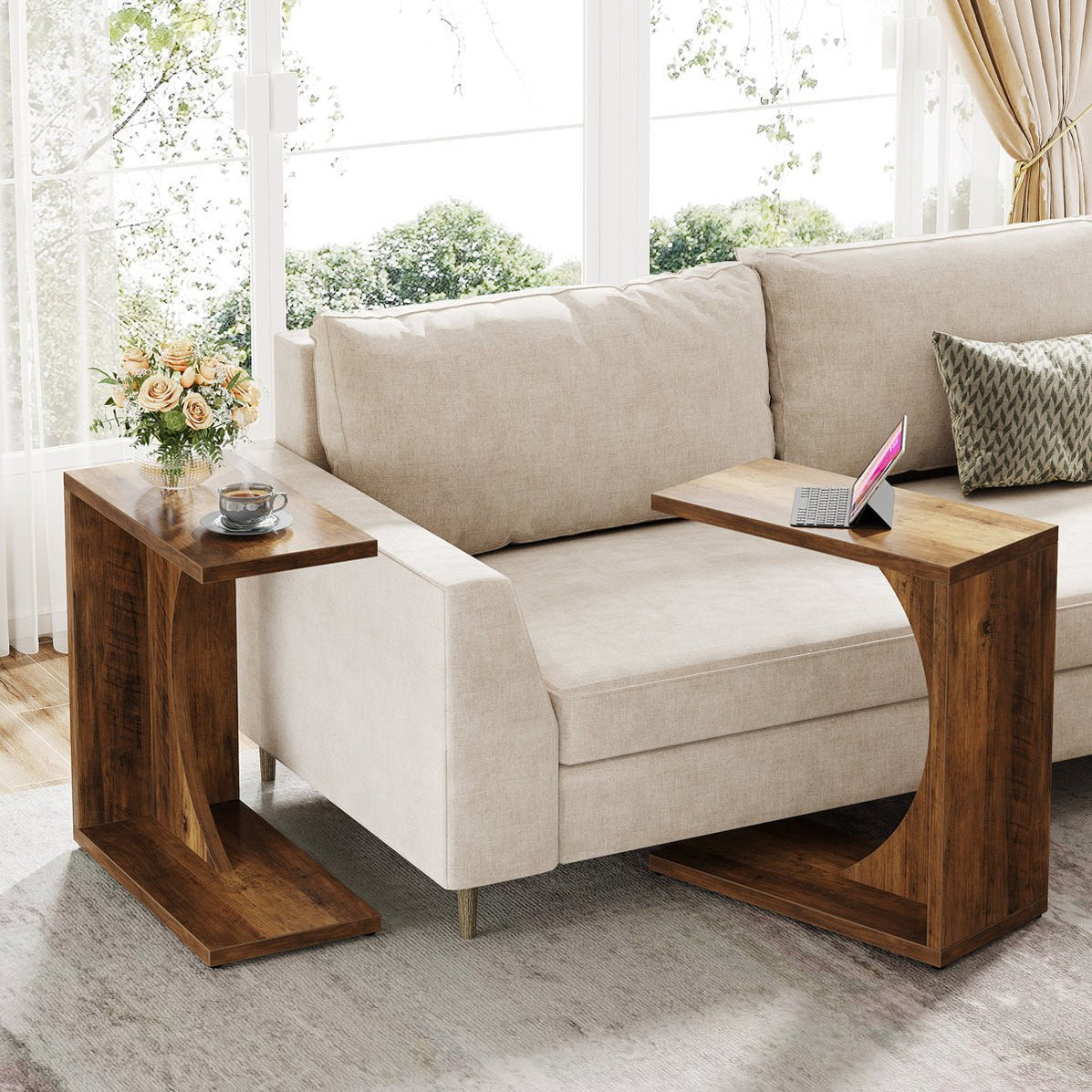 Tribesigns C-Shaped End Table, Sofa Side Table Couch Table