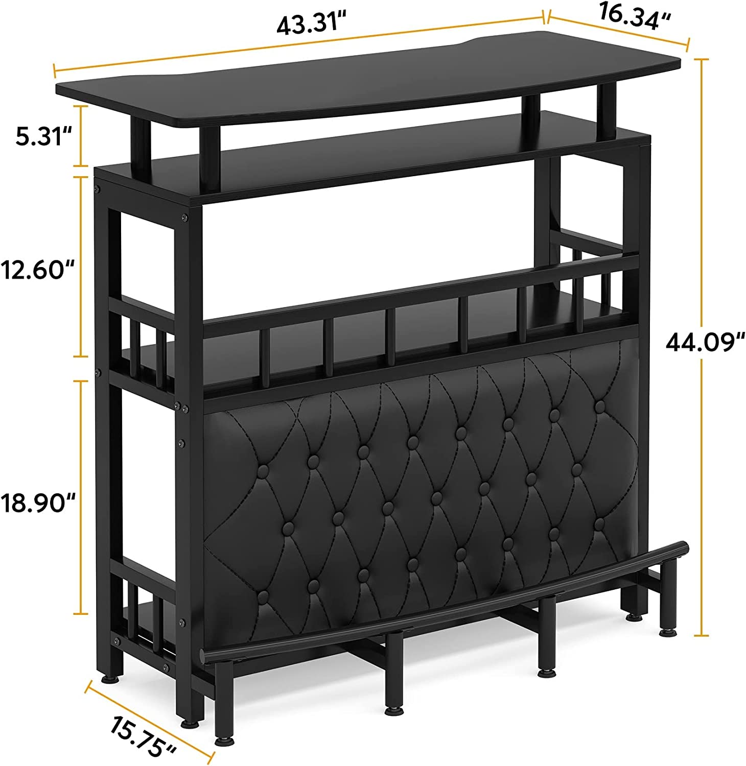Bar Unit for Liquor, Home Entertainment Bar with Storage and Footrest
