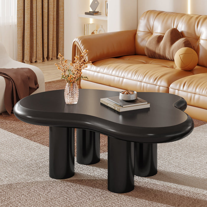 Cloud-Shaped Coffee Table, Modern Center Table with 4 Solid Legs Tribesigns