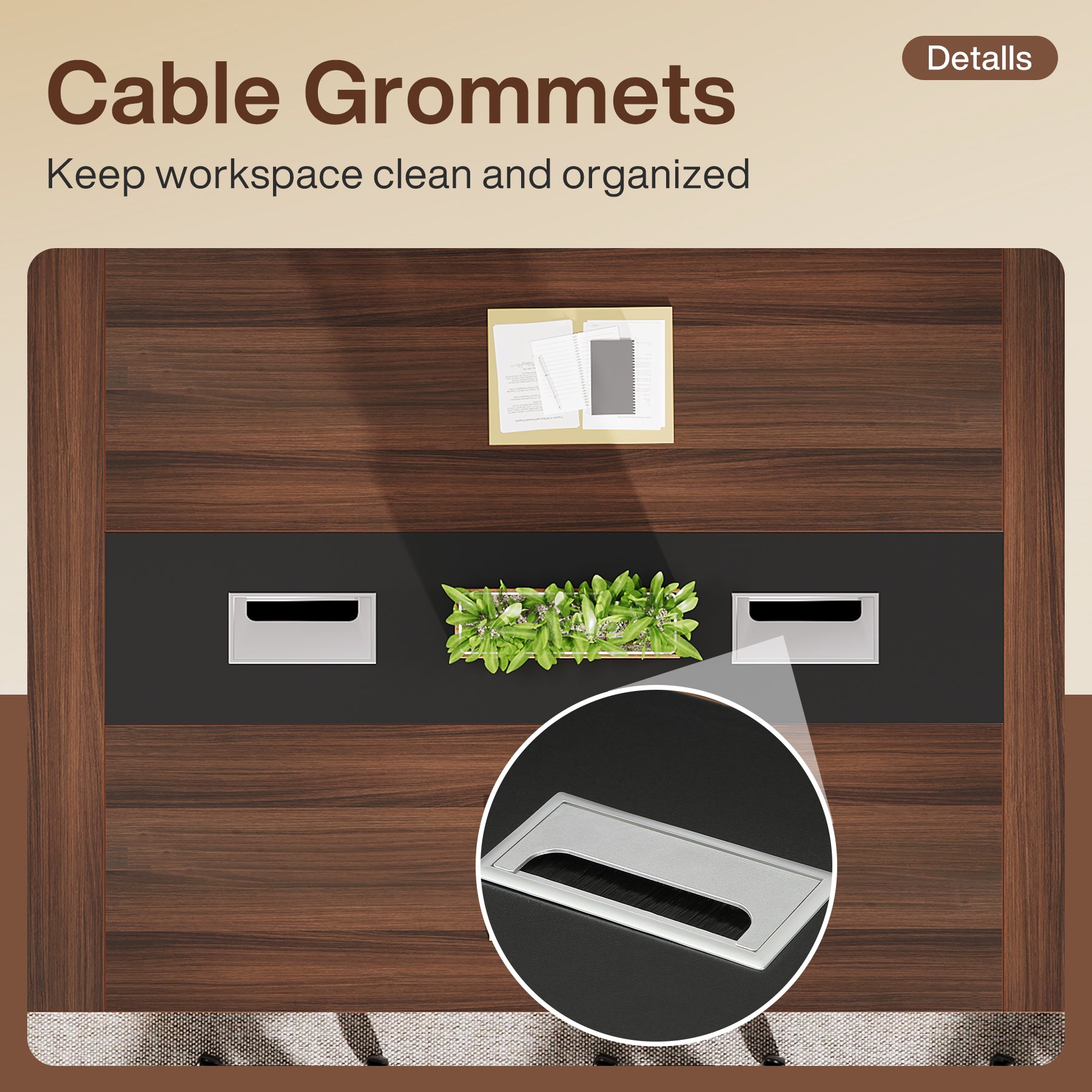 Conference Room Table, 8ft Office Meeting Desk with Cable Management