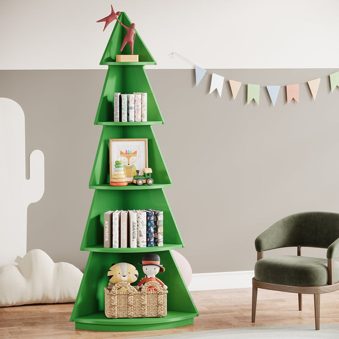 Corner Bookshelf, 5 - Tier Tree - Shaped Bookcase Storage Rack Tribesigns