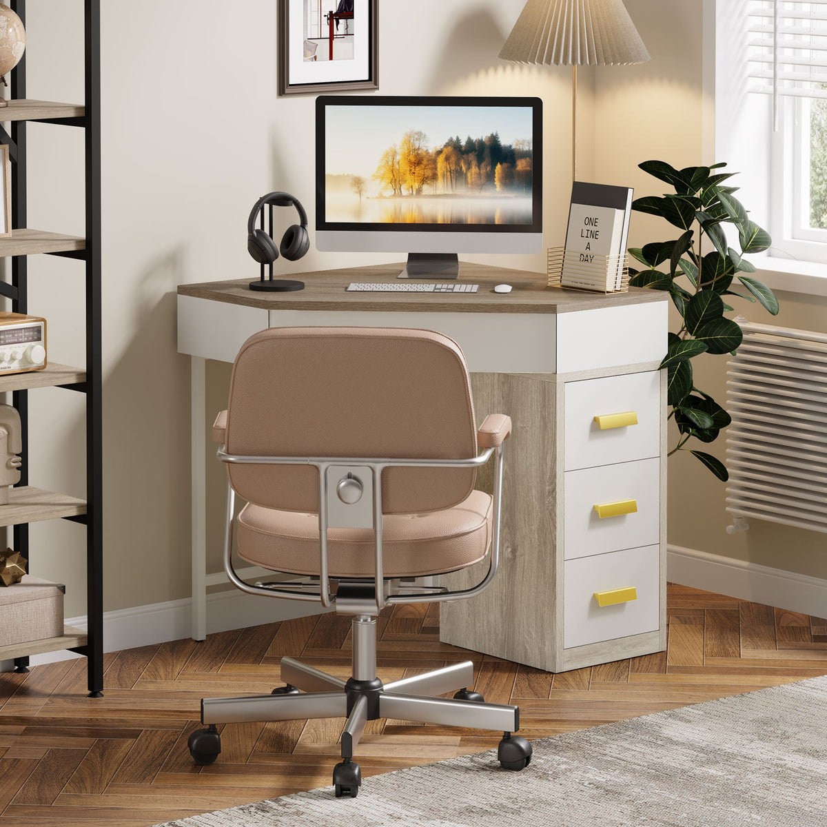 Tribesigns Corner Desk, Triangle Computer Desk Makeup Vanity Desk ...