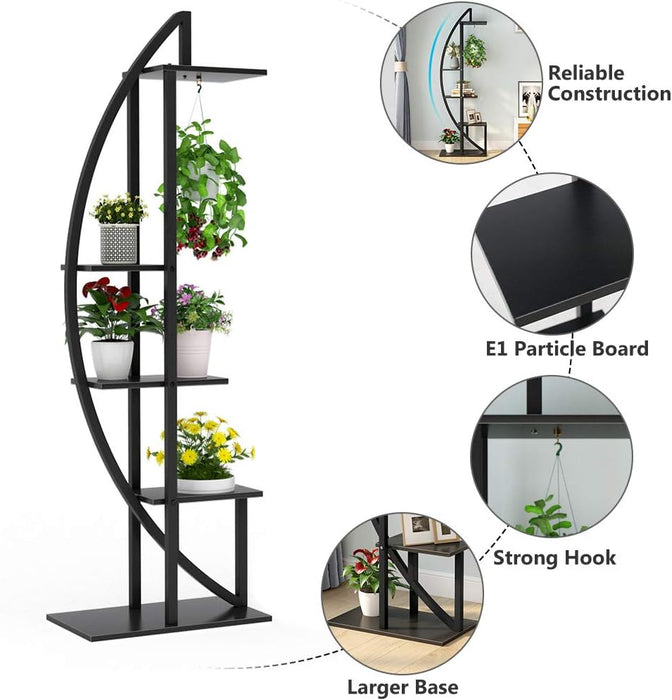 Curved Plant Stand Pack of 2, 5 - Tier Flower Display Shelf Tribesigns