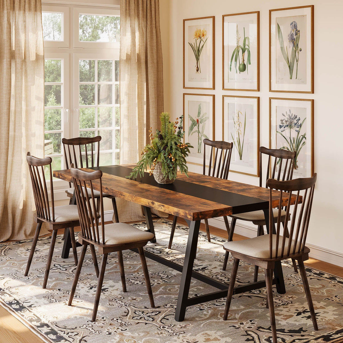 8' Rectangular Table 8 Person Dining Table, 70.87