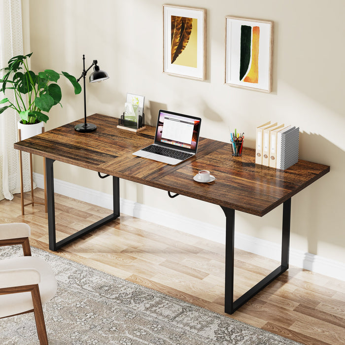 Extendable Executive Table, 63" - 78" Computer Desk Office Desk Tribesigns