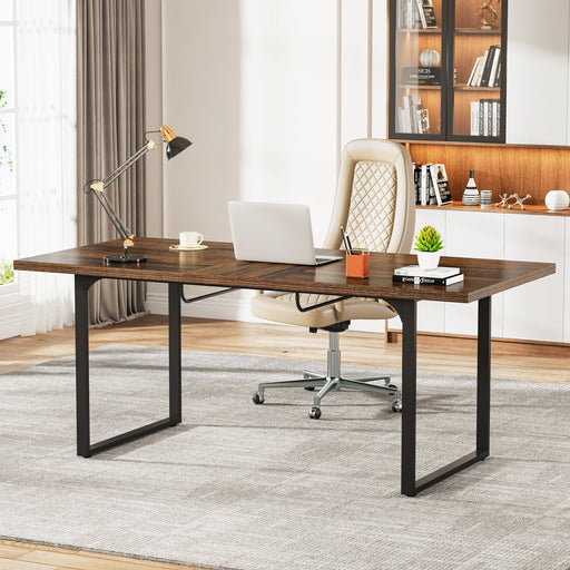 Extendable Executive Table, 63" - 78" Computer Desk Office Desk Tribesigns