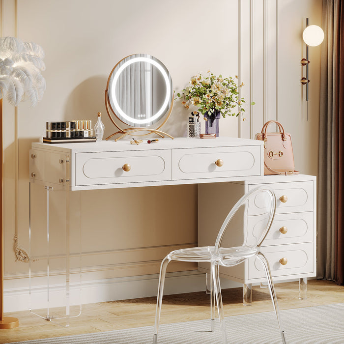 Extendable Makeup Vanity with 5-Drawer and Acrylic Base and Legs(Without Mirror) Tribesigns