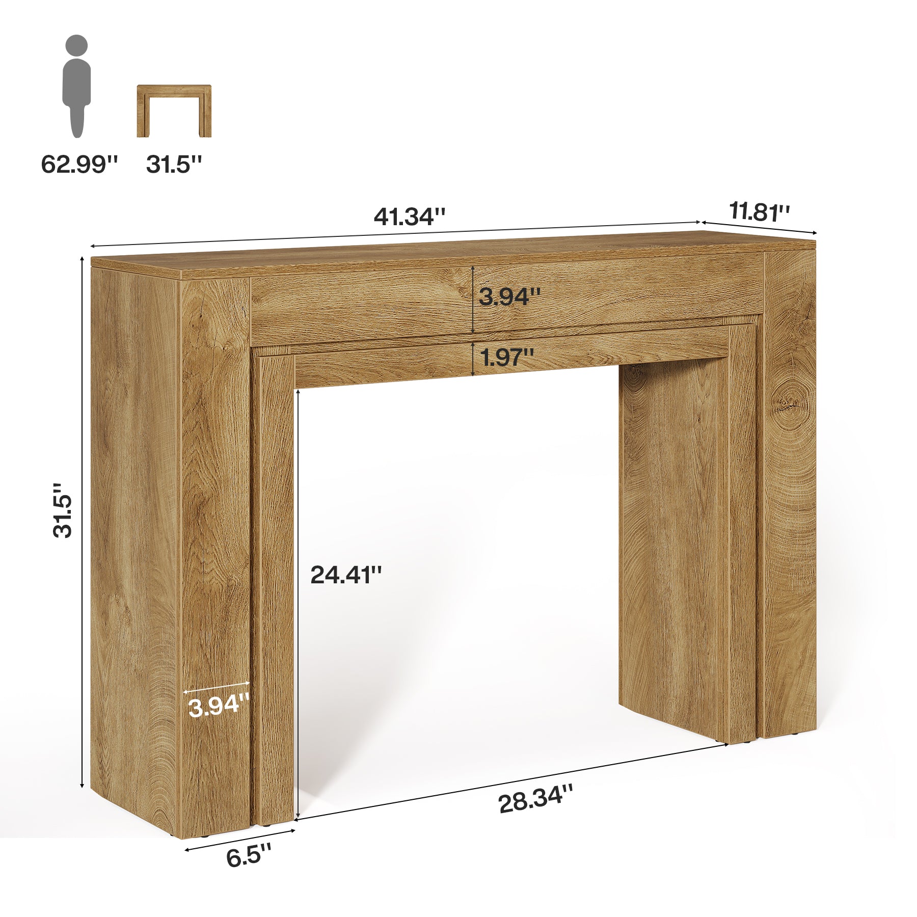 41" Modern Farmhouse Console Table, Entryway Sofa Table with Double Base for Hallway, Living Room, or Entrance