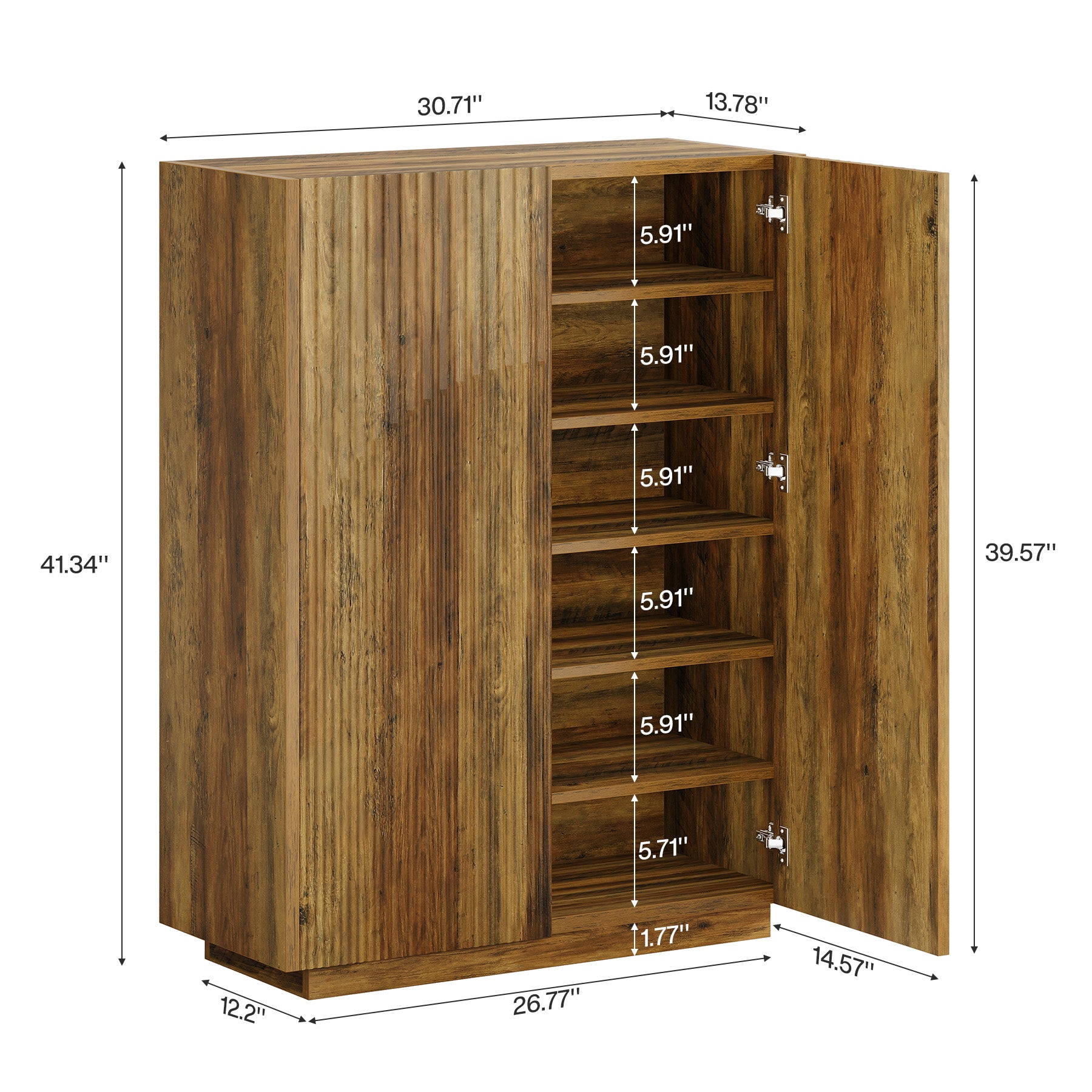 7-Tier Shoe Cabinet, 24 Pairs Shoe Storage Organizer with Fluted Doors