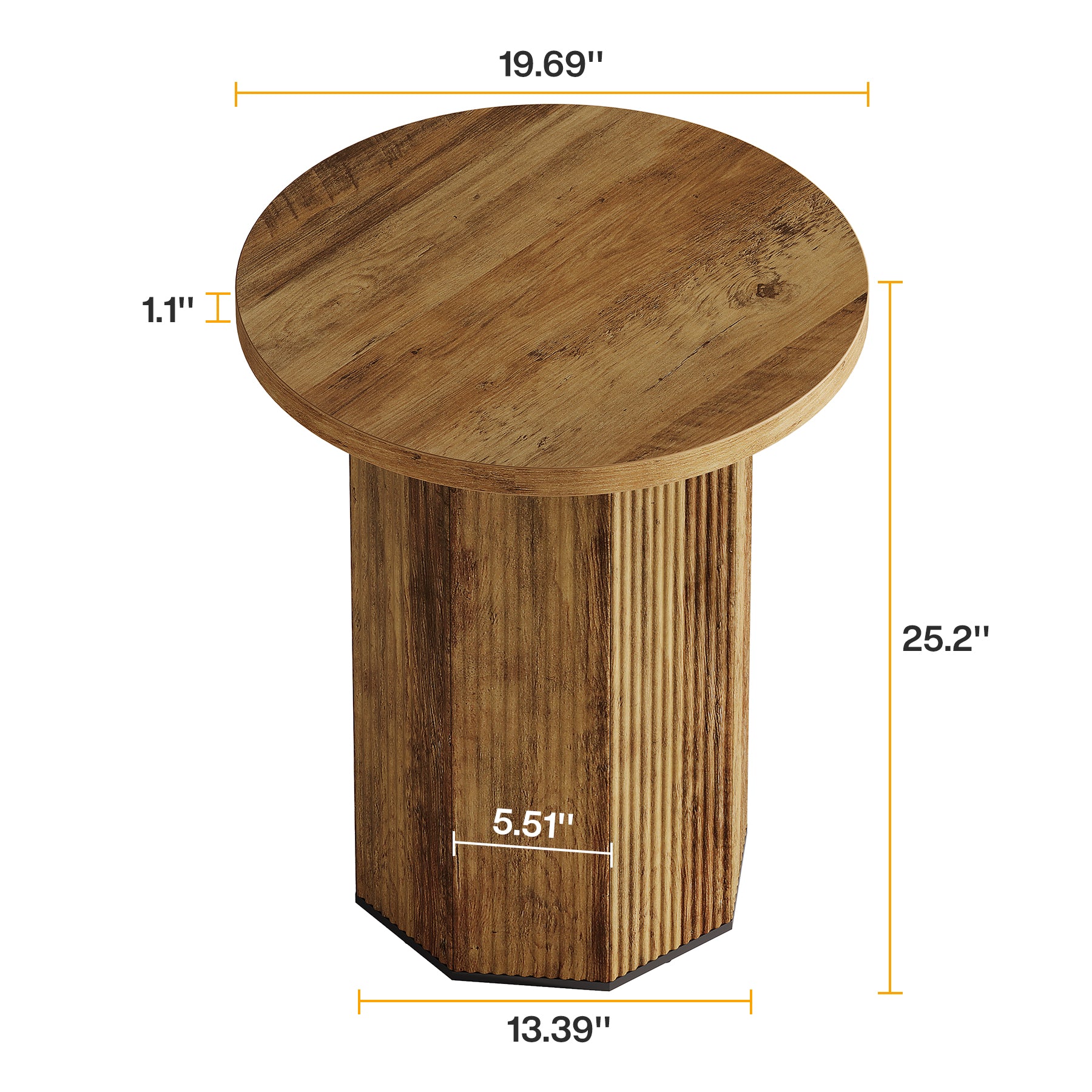 Round End Table, Narrow Side Table Nightstand with Stable Pedestal