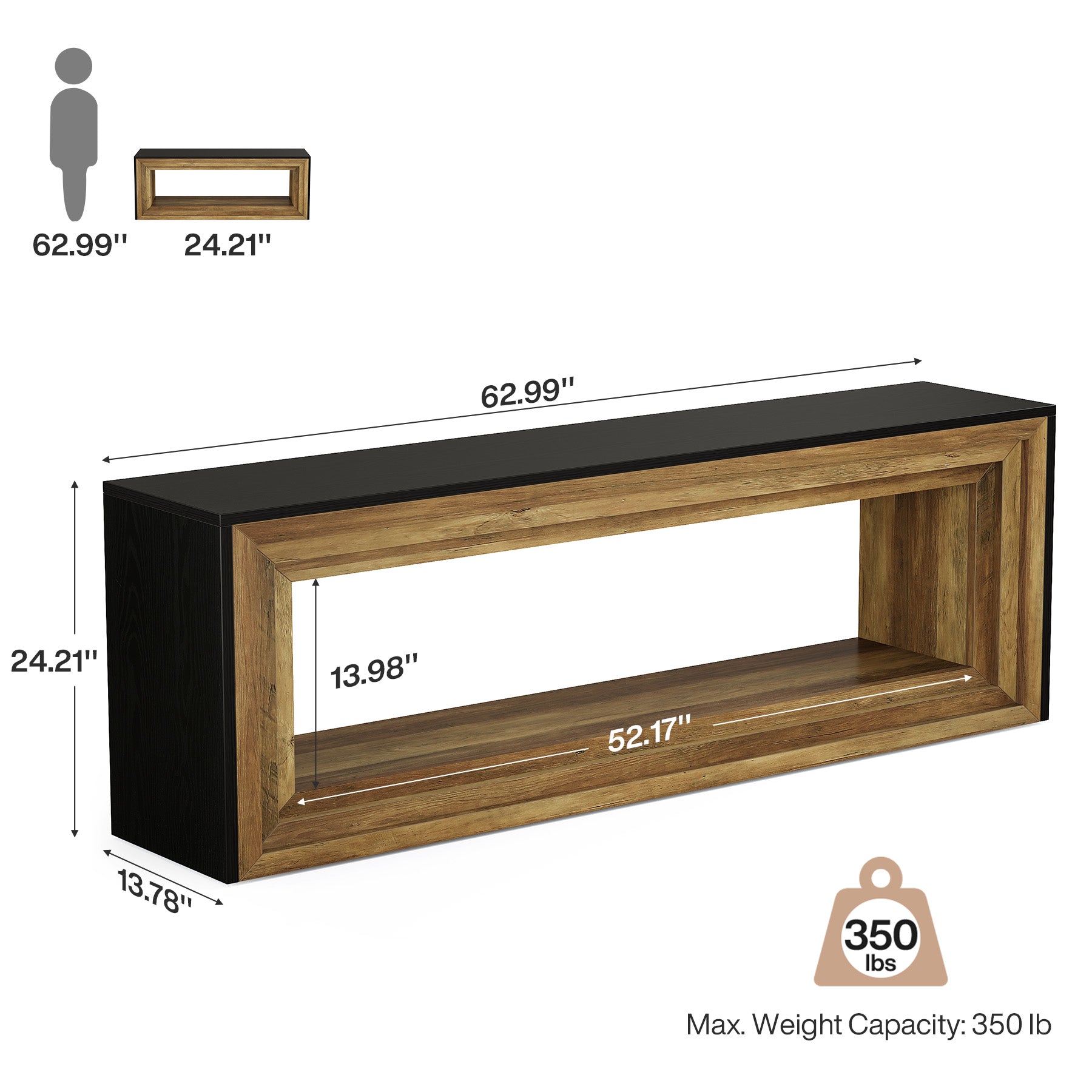 Tribesigns 63" Entryway Bench with Shoe Storage, Farmhouse Bench for Hallway