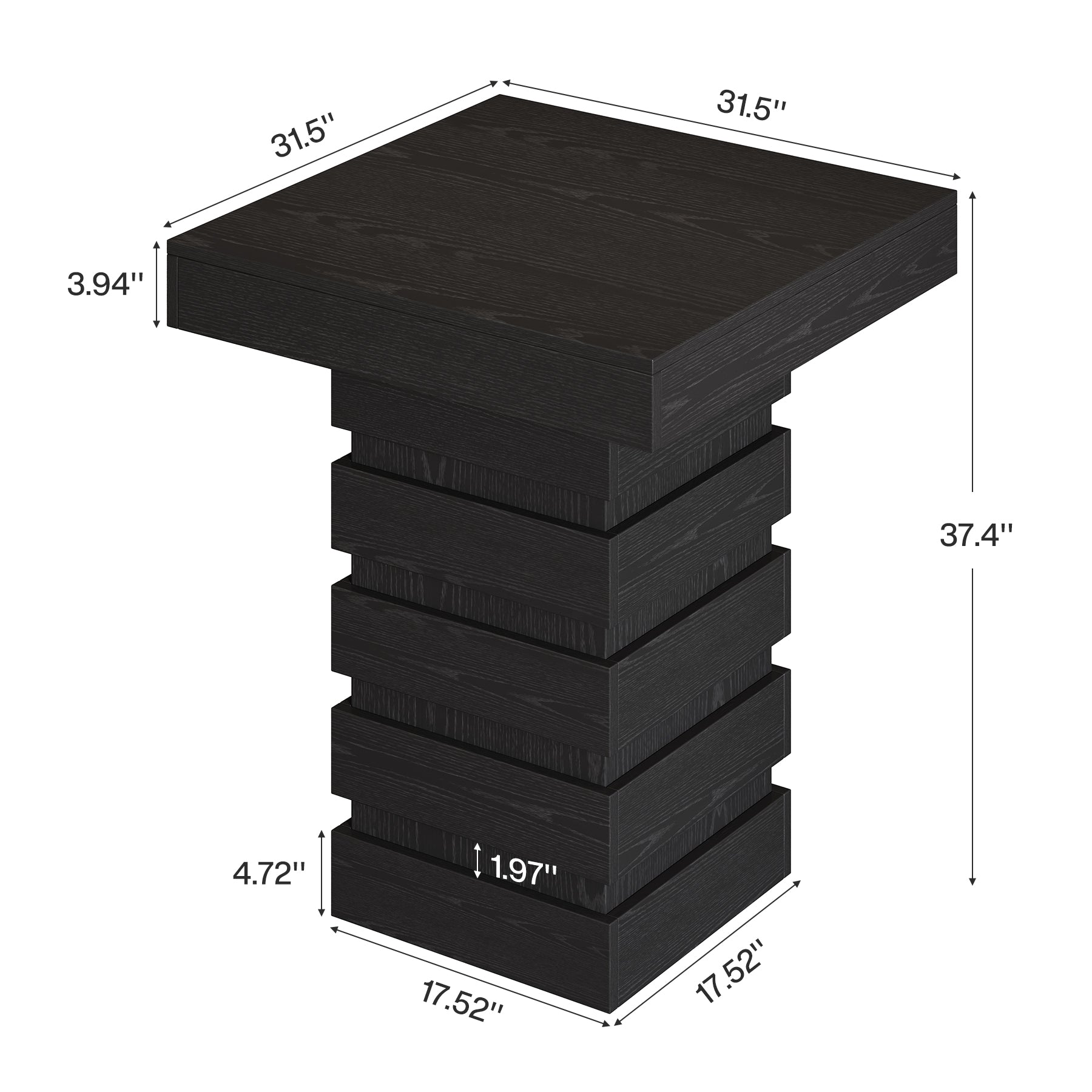 Tribesigns 37.4-Inch Bar Height Table, Square Pub Table with Block Base for Kitchen Nook Living Room