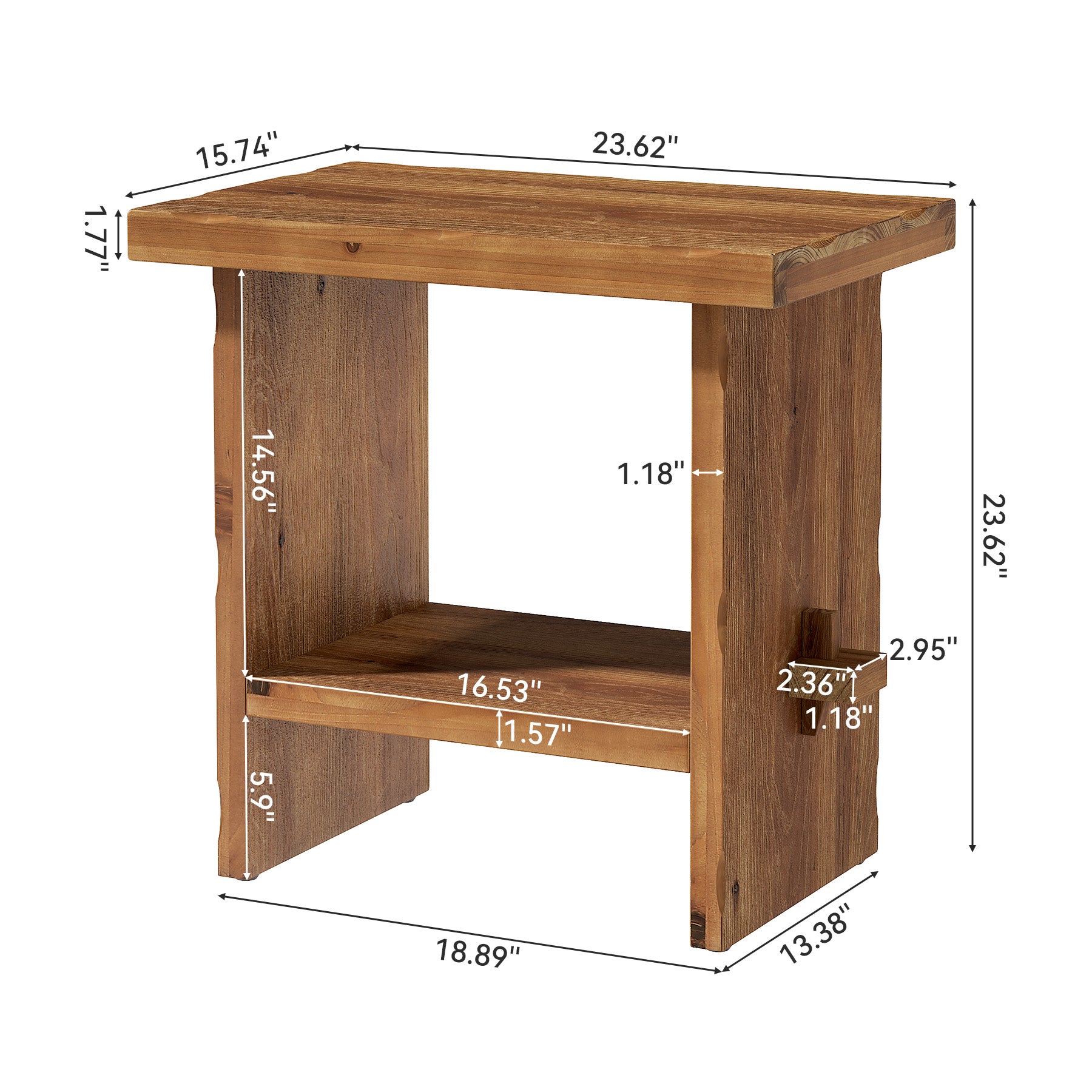 Tribesigns 23.62-Inch Solid Wood Side Table, Wooden End Table with Solid Base