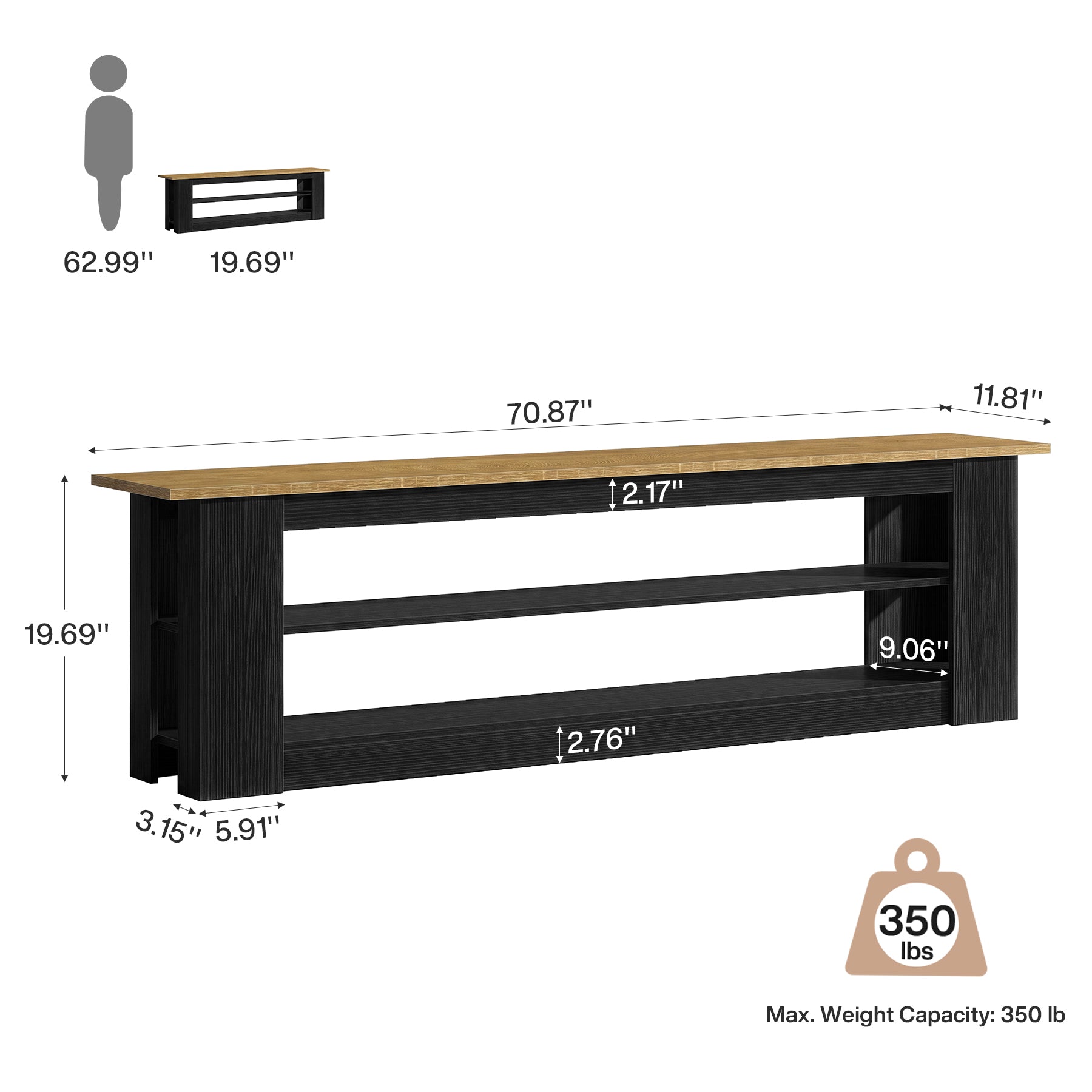 70.87" Entryway Bench with Shoe Storage, Indoor Seating for Hallway, End of Bed
