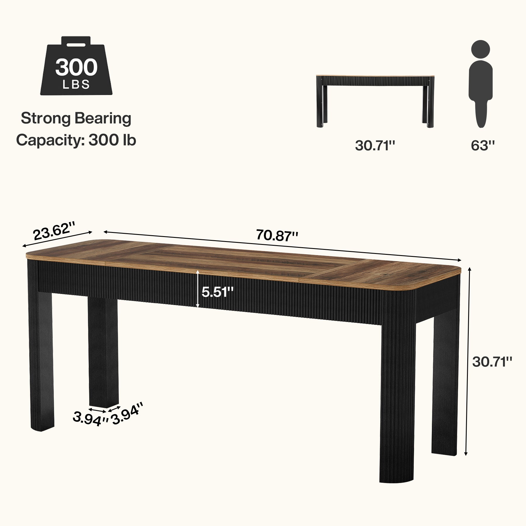 71" Double Desk for Two People, Extra Long 2 Person Computer Desk, Farmhouse Home Office