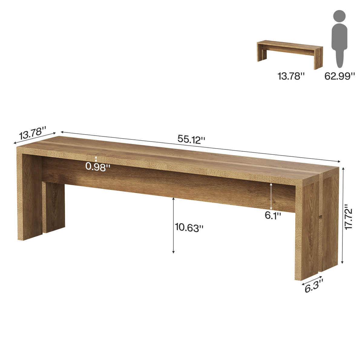 55" Entryway Bench, Modern Shoe Bench End of Bed Bench for Living Room, Bedroom