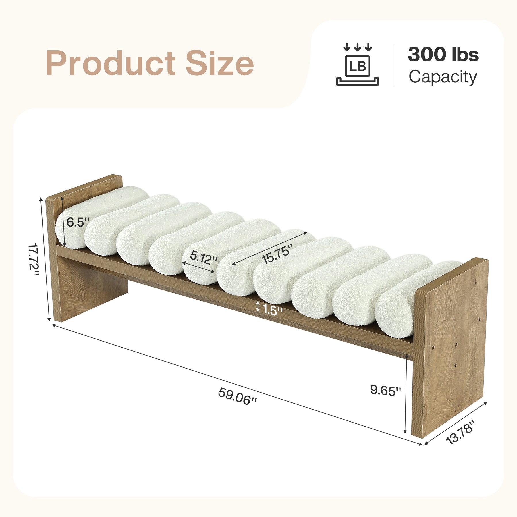 59'' Dining Bench, Upholstered Fabric Kitchen Bench for Dining Room(Removable Cushion)