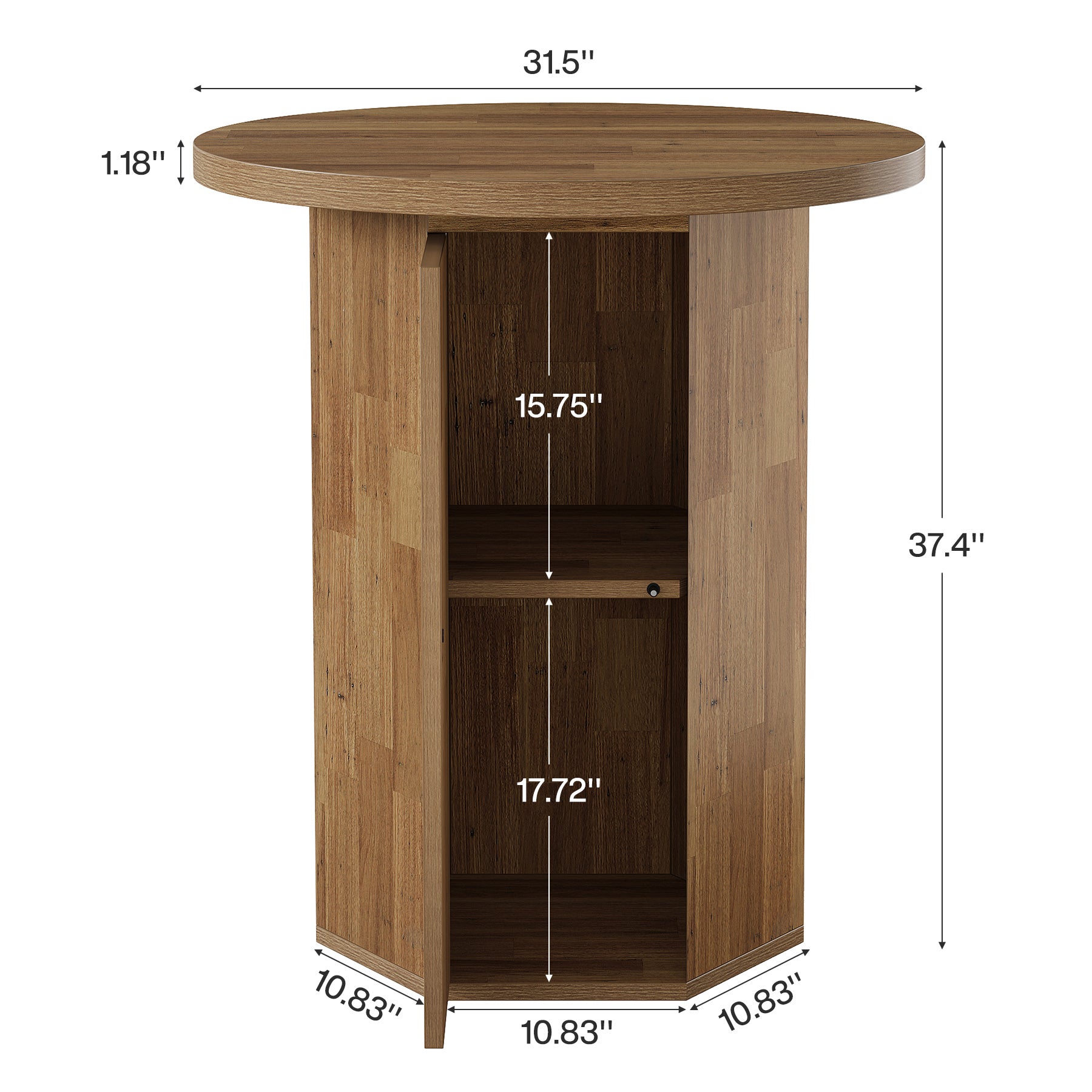 31.5" Round Bar Table, Home Liquor Bar Cabinet Bistro Dining Table