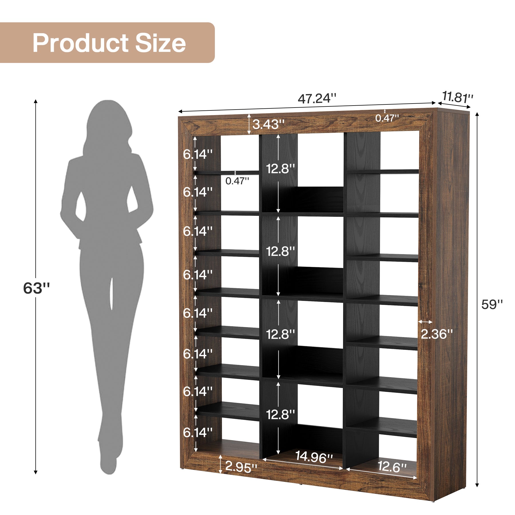 59" Tall Shoe Rack, Adjustable Shoes Organizer for Entryway, Up to 40 Pairs
