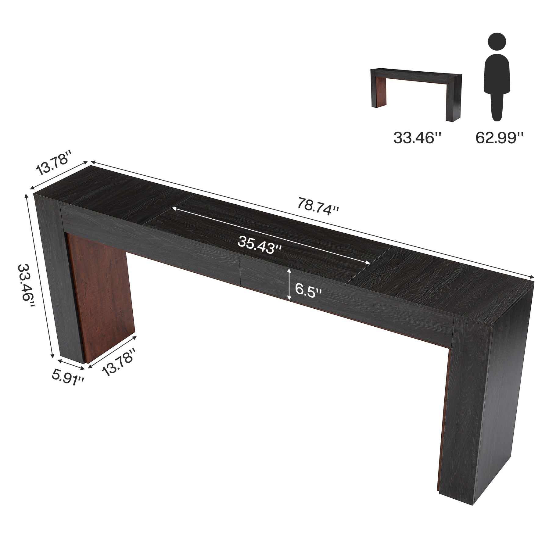 78.7" Extra Long Farmhouse Console Table, Two-Tone Entryway Sofa Table for Hallway & Behind Couch