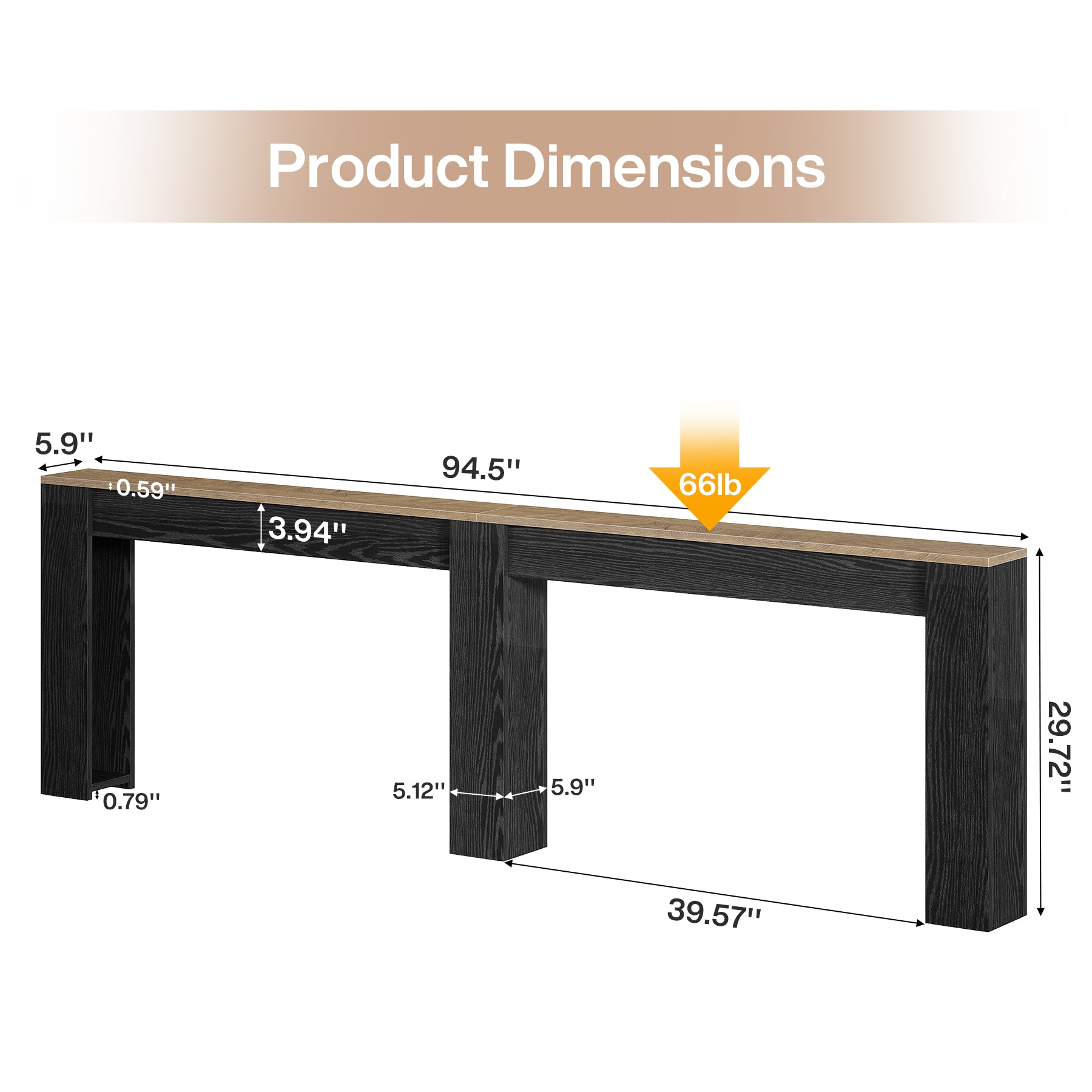 Tribesigns 94.5-Inch Extra Long Console Table with 5.9-Inch Depth, Narrow Sofa Table for Living Room